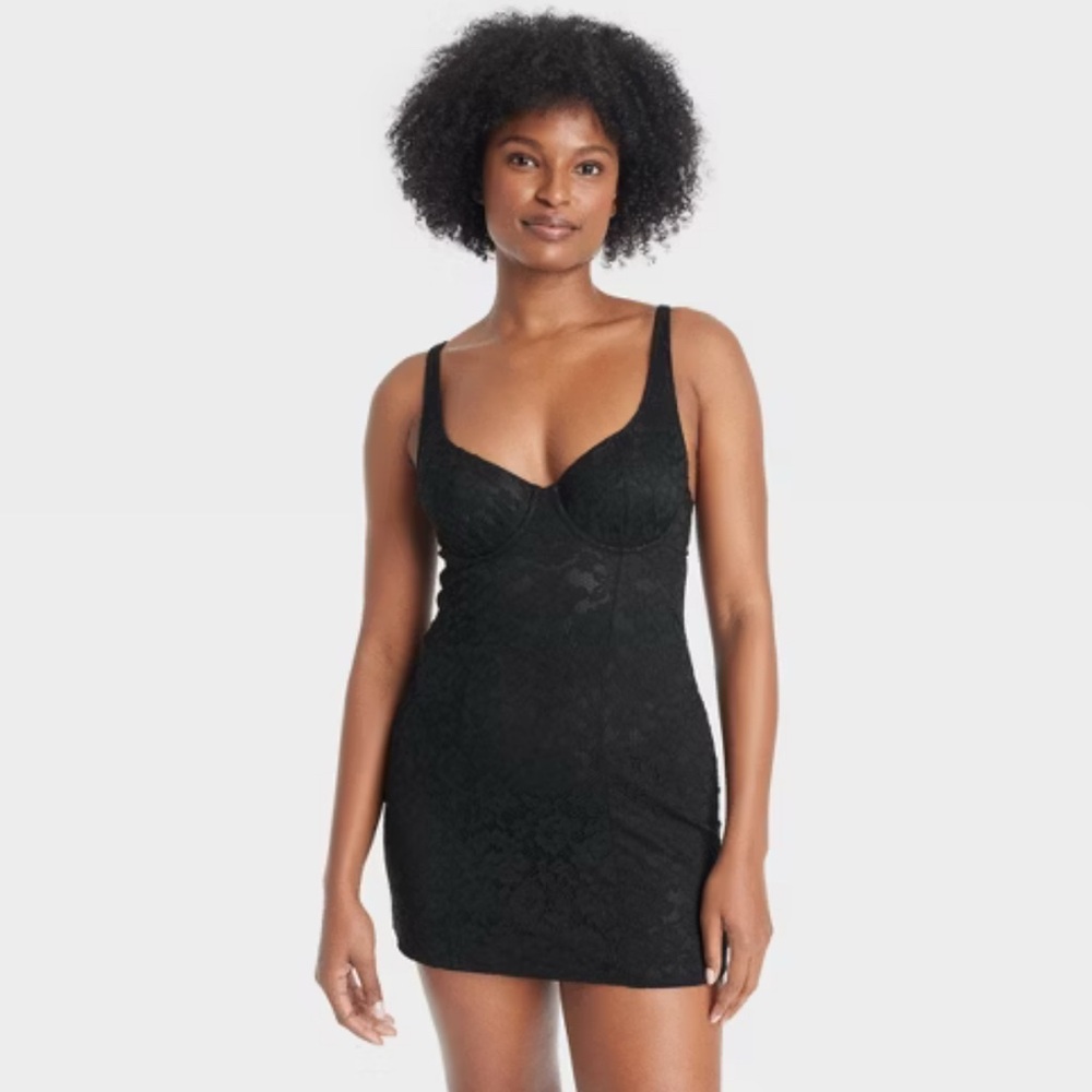 Women's Allover Lace Bodycon Lingerie Dress Auden Black L